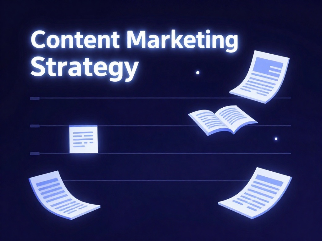 Content marketing strategy visualization with editorial calendar and content performance